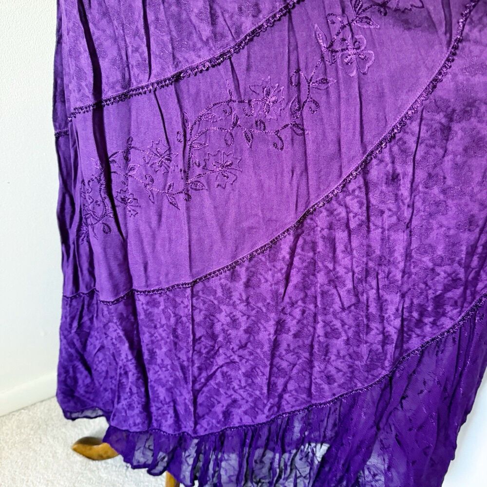 VTG 90s Flower Boho Gypsy Skirt Top Maxi Button Grunge Whimsigoth Purple XL Rayo - Picture 5 of 16
